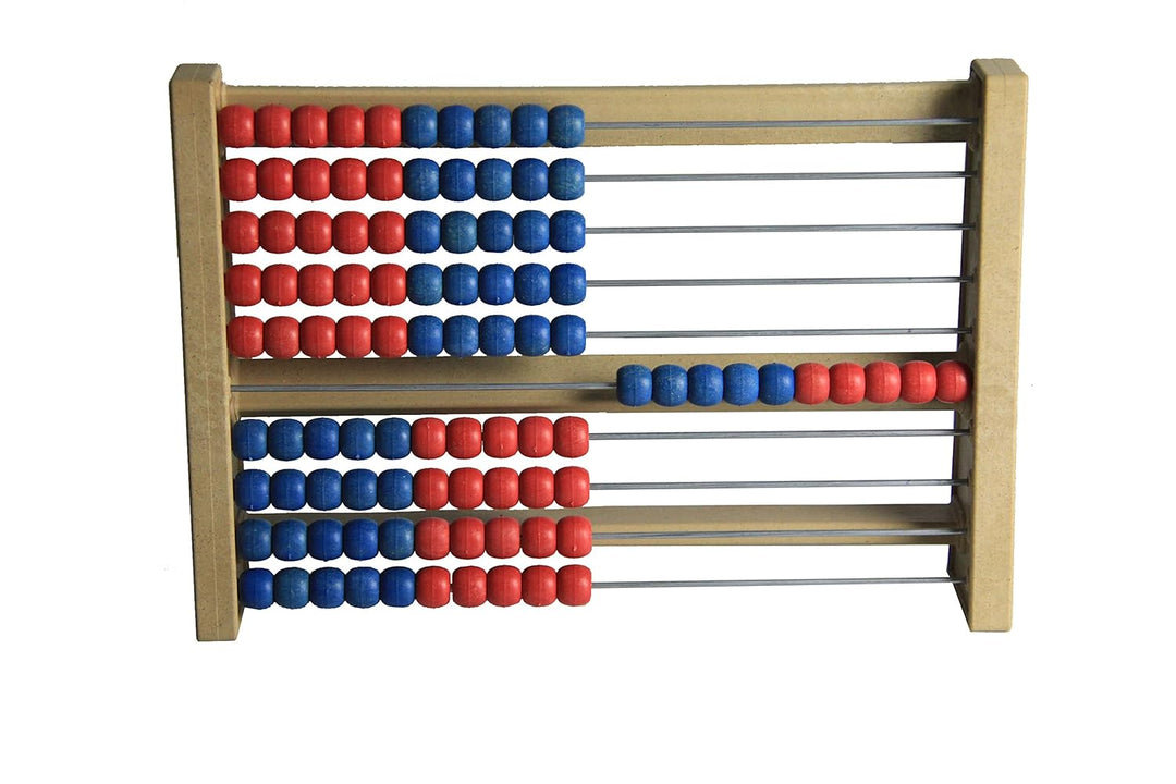 WISSNER® aktiv Lernen - 100 er Rechenrahmen, ab 3 bis 99 Jahre, rot/blau - RE-Wood® (Packung mit 2)