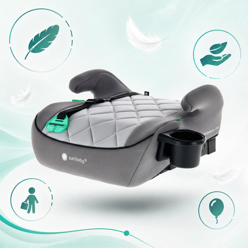 SUN BABY LITTLENEST PRO ISOFIX Sitzerhöhung 125-150 cm i-Size R129 - Grau, Grau