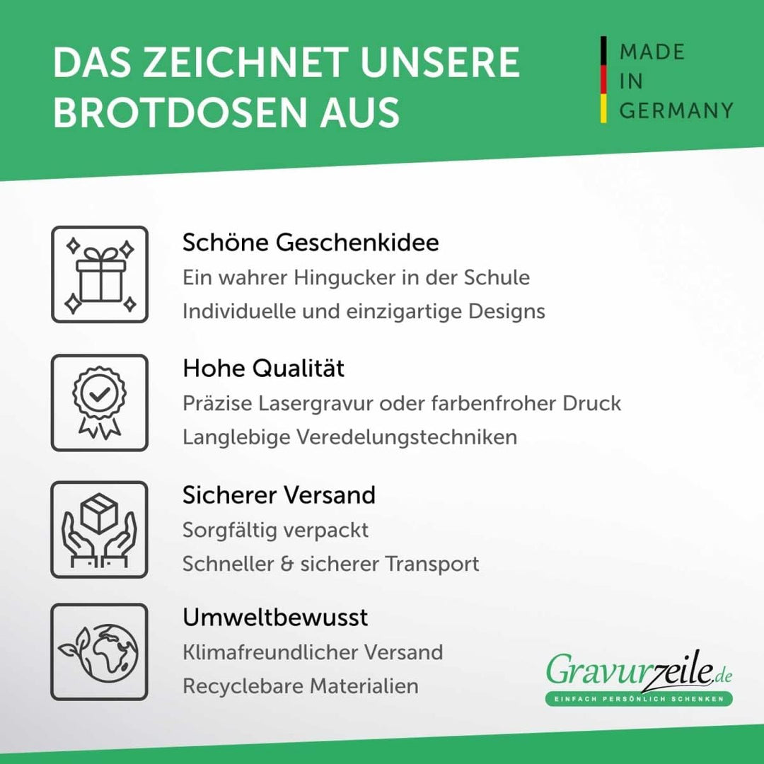 GRAVURZEILE Brotdose aus Edelstahl mit bedrucktem Bambusholzdeckel - Lunchbox mit Fuchs Motiv - Pers