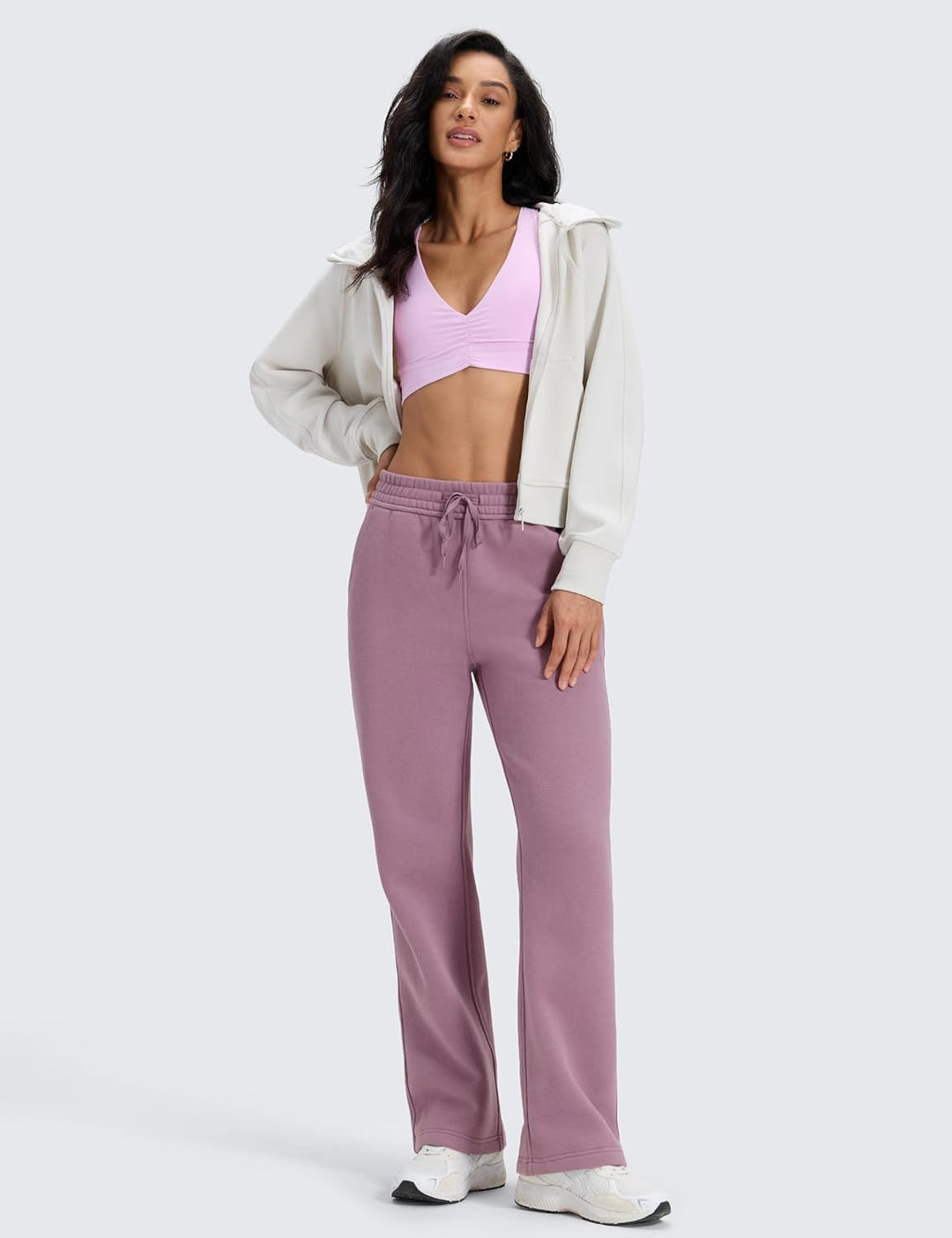 CRZ YOGA Damen Jogginghose Gefütterte Baumwolle Hohe Taille Joggers Soft Freizeithose Winter Lounge