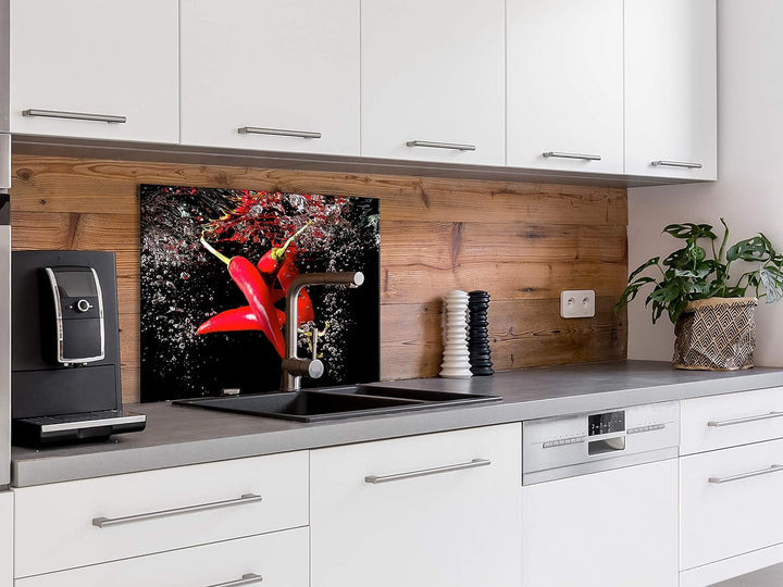 murando Spritzschutz Glas für Küche 80x60 cm Küchenrückwand Küchenspritzschutz Fliesenschutz Glasbil