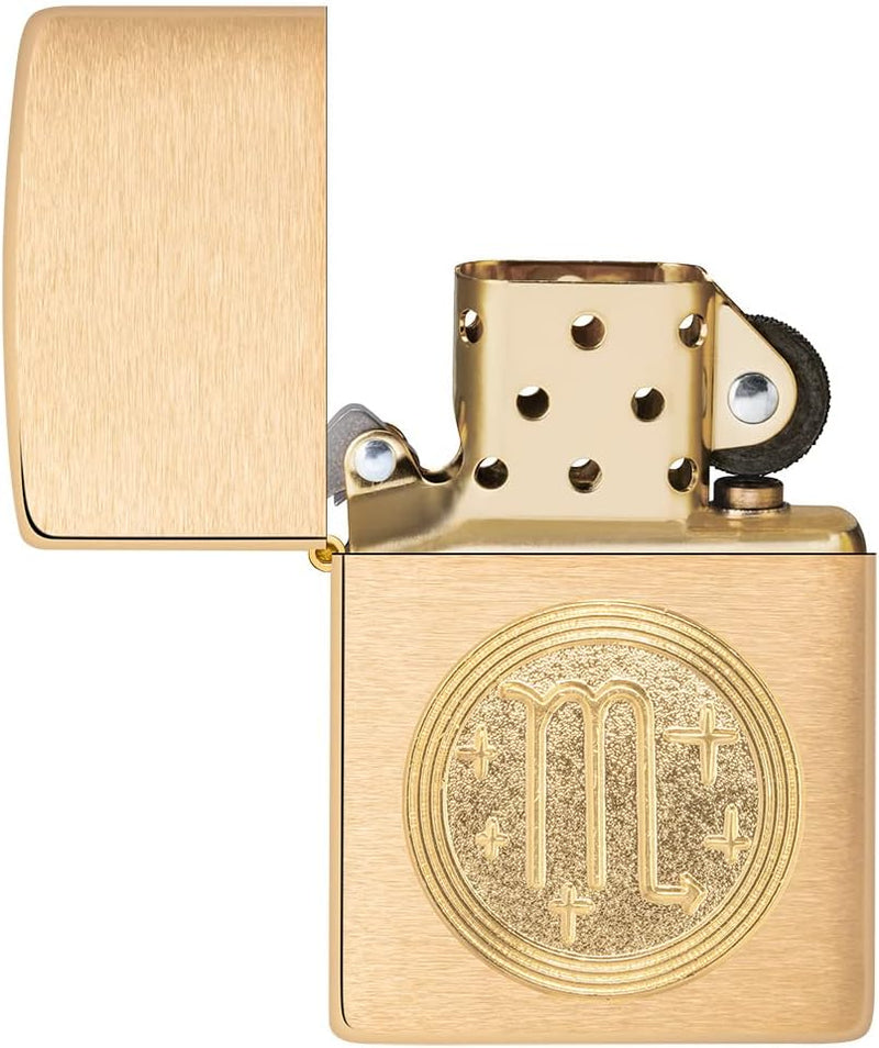 Zippo Scorpio Emblem Brass Brushed Sturmfeuerzeug, befüllbar, in hochwertiger Geschenkbox 60006104 S