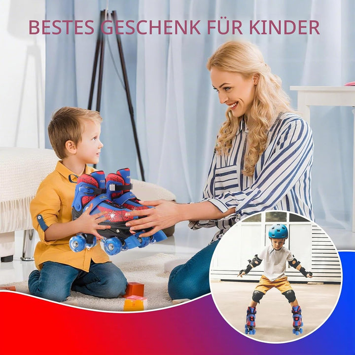 Nattork Kinder Rollschuhe für Jungen und Mädchen, 4 Grössen verstellbar, Quad Skates mit leuchtenden