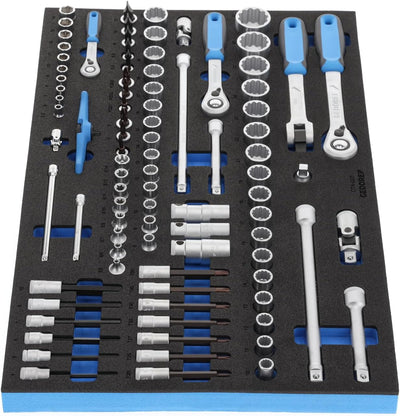 GEDORE Steckschlüssel-Satz 1/4'-3/8'-1/2' in Check-Tool-Modul, 91-tlg, 1 Stück, 2005 CT4-U-20