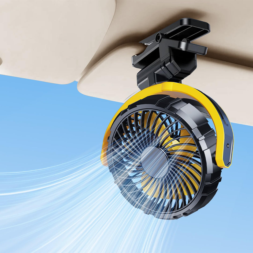 Auto Clip Ventilator mit Akku,USB C Aufladbar Leise Fan Portable Klein Klemmventilator,360° Verstell