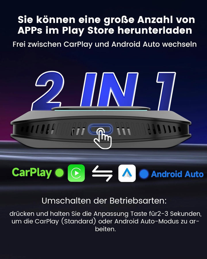 CarlinKit Aibox-Plus Android 13.0 Adapter, 8+128 GB Standalone-System, kabelloses CarPlay und Androi