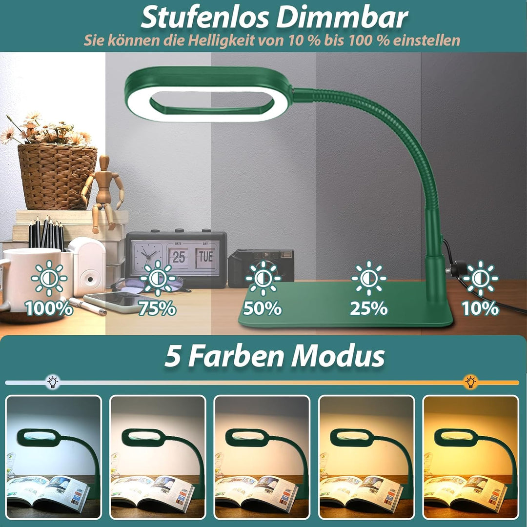 Drdefi 10X Rectangle Lupe mit Licht und Ständer, Echtes Glas Lupenlampe, 5 Farbmodi Stufenlos Dimmba