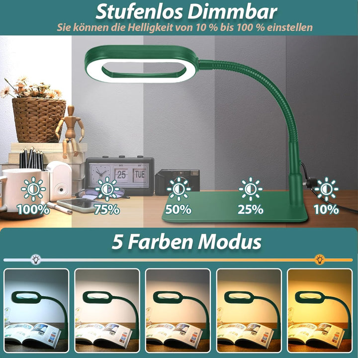 Drdefi 10X Rectangle Lupe mit Licht und Ständer, Echtes Glas Lupenlampe, 5 Farbmodi Stufenlos Dimmba