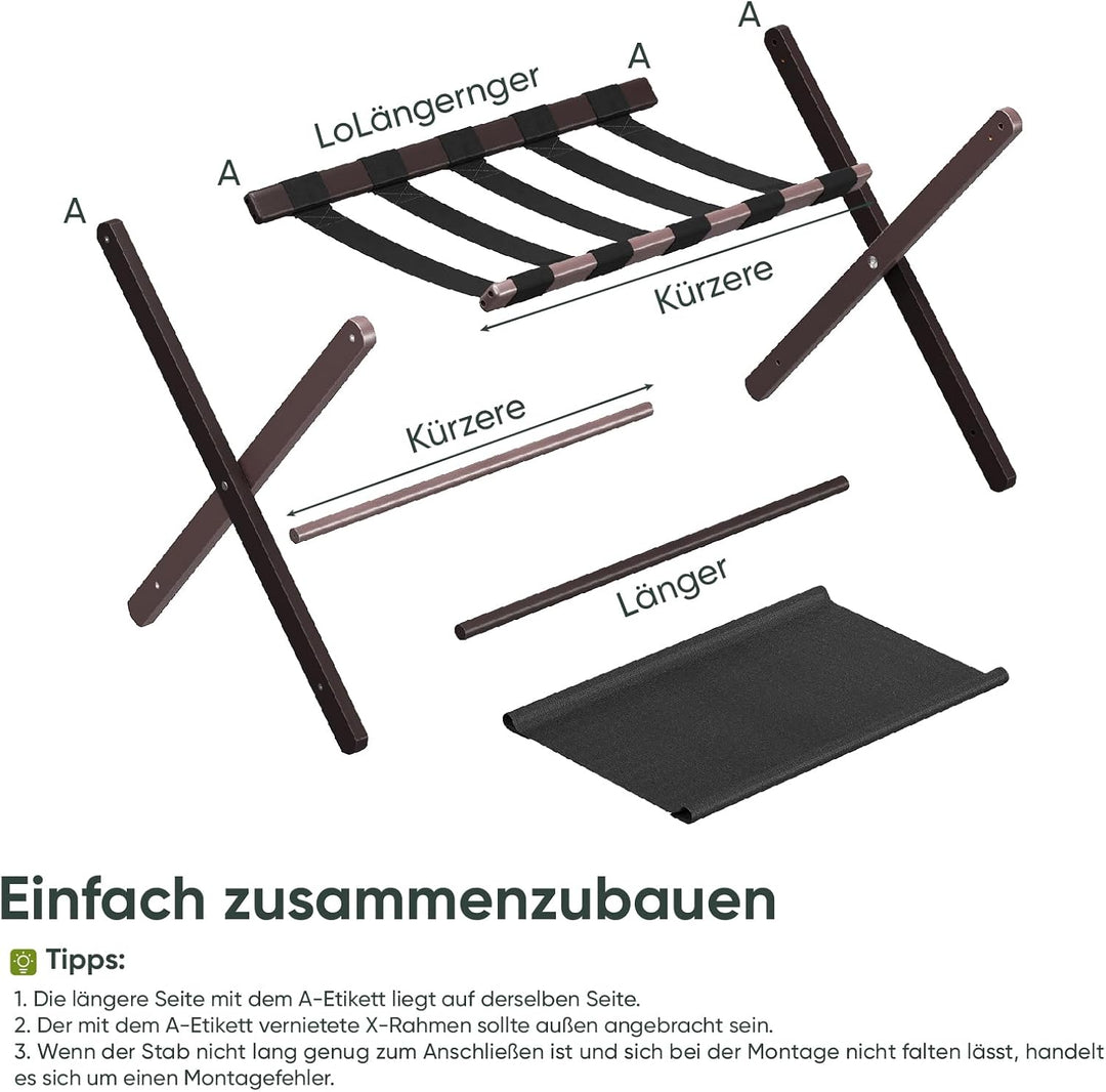 Semiocthome Kofferständer, 2er-Set, Faltbarer Gepäckträger aus Bambus mit Ablage für Gästezimmer, Sc