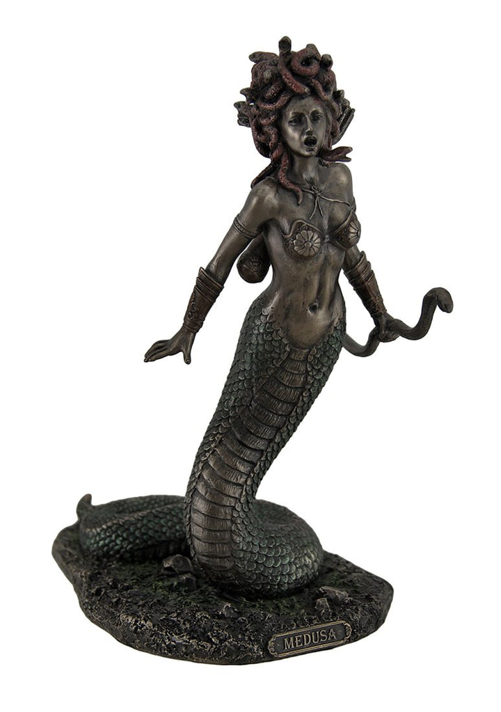Medusa Griechisch Gorgone Schlange Monster hält Schleife sehr detaillierte Statue
