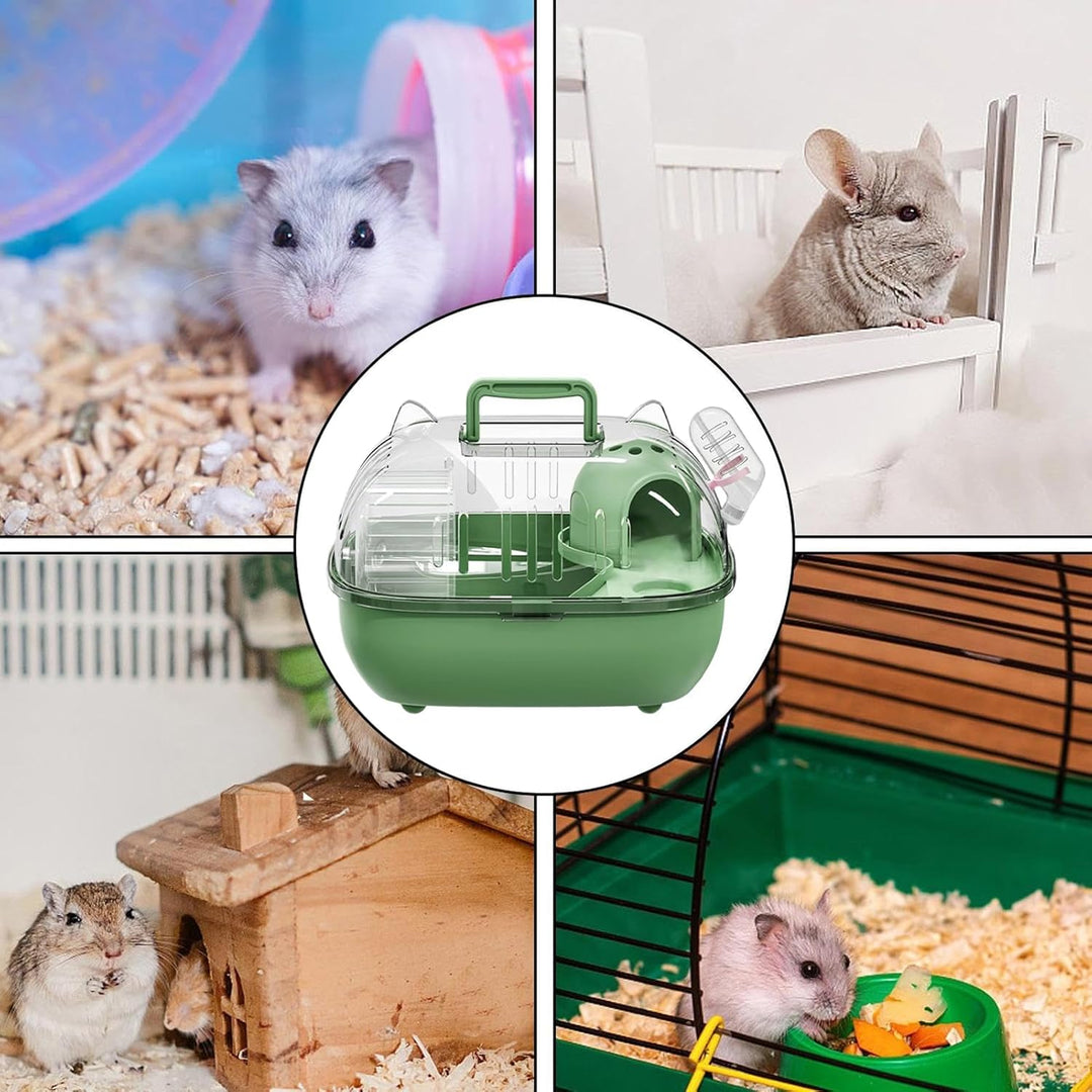 Reise-Hamsterkäfig, tragbare Hamster-Tragetasche, kleine Haustier-Reisetasche mit transparenter Ober