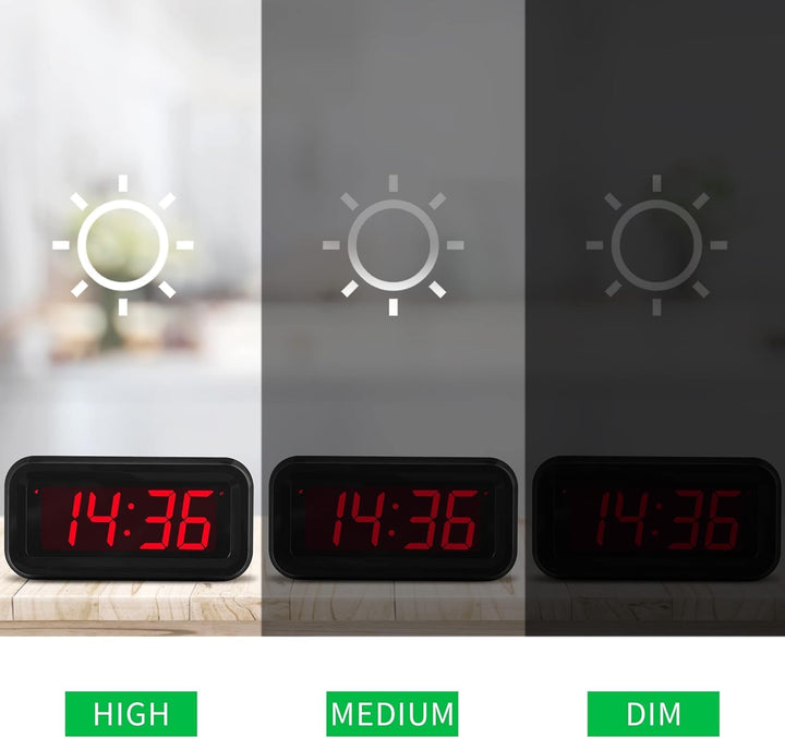 KWANWA Schreibtisch/Nachttisch/Wand Digital LED Alarm Uhr mit Big 3 cm LED Time Display, AA Batterie