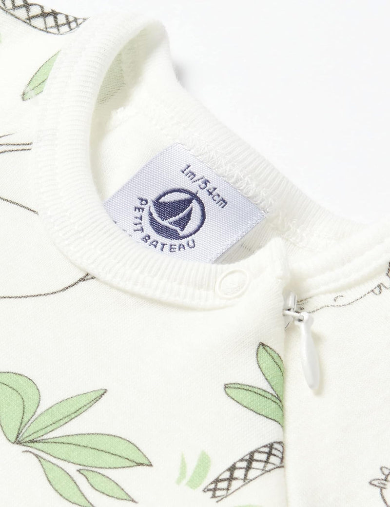 Petit Bateau Unisex Baby Schlafanzug mit Reissverschluss 3 Monate Weiss Marshmallow / Mehrfarbig, 3