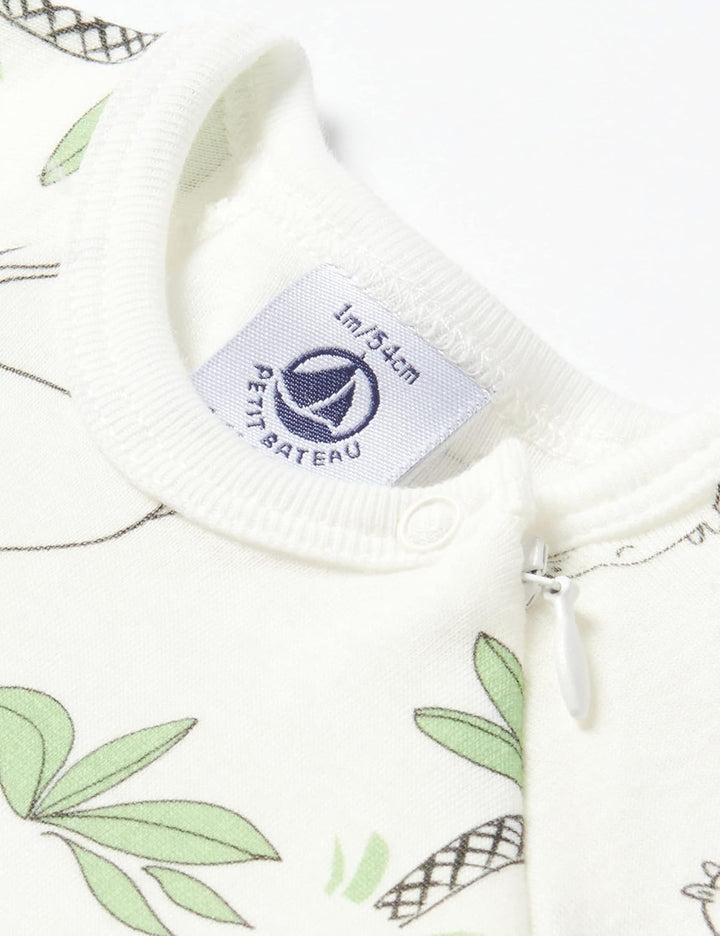 Petit Bateau Unisex Baby Schlafanzug mit Reissverschluss 3 Monate Weiss Marshmallow / Mehrfarbig, 3