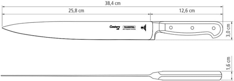 Tramontina Tranchiermesser CENTURY, 25 cm, Edelstahl DIN 1.4110, schwarz, rostfrei Tranchiermesser 2