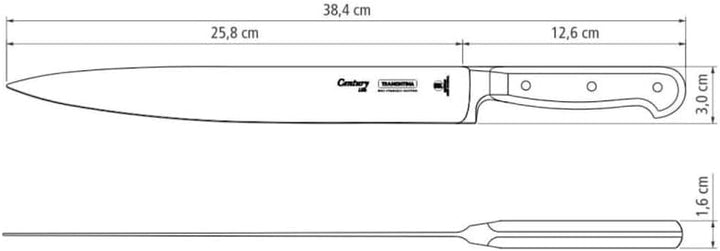 Tramontina Tranchiermesser CENTURY, 25 cm, Edelstahl DIN 1.4110, schwarz, rostfrei Tranchiermesser 2