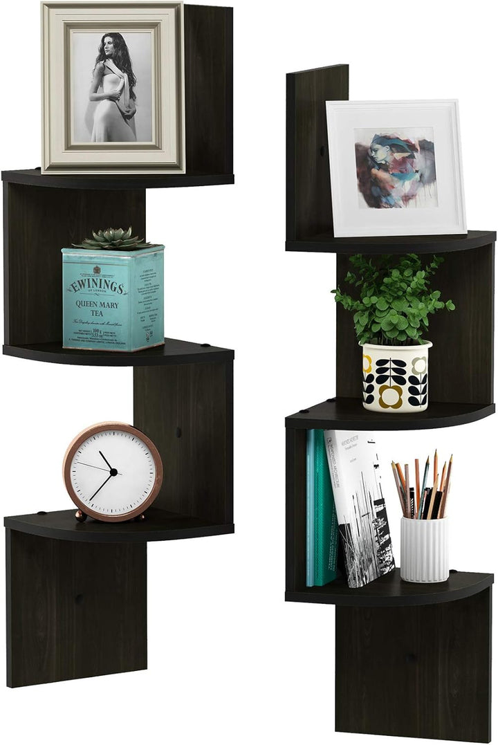 Furinno Rossi 3-stufiges Wandregal-Set, 2er-Set, holz, Espresso, 19.81 x 19.81 x 82.55 cm 19.81 x 19