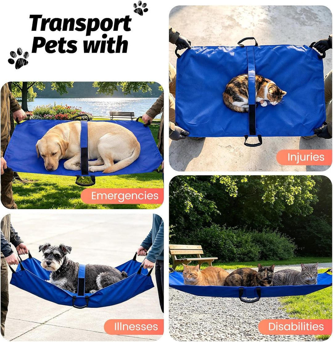 Hunde Tragehilfe & Haustiertrage Trage - Transport Notfalltrage bis 60 kg, Faltbar Anti-Biss-Trage m