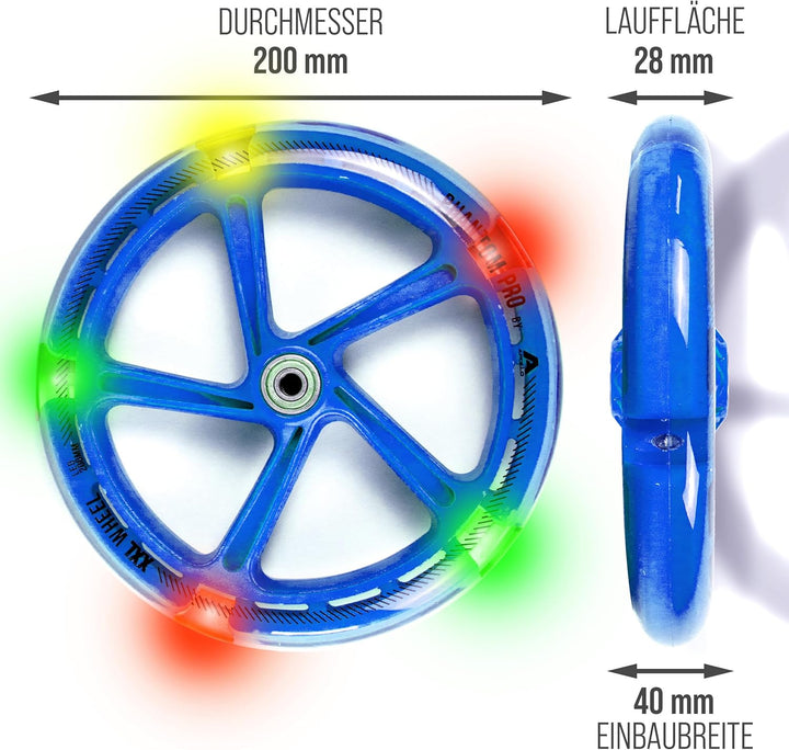 Apollo City Scooter 200mm Ersatzräderset - Pro Wheels mit ABEC 7 Kugellager, Roller Rad Ersatz-Räder