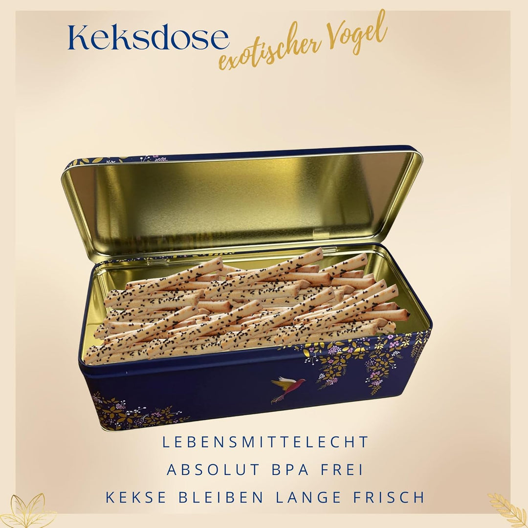Geschenkdose Design Sara Miller - Liebevoll gestaltete rechteckige Vorratsdose - Motiv Paradiesvogel