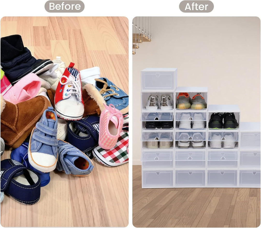 SHZICMY 20X Schuhboxen, Aufbewahrungsboxen für Schuhe, Schuh-Organizer Schuhaufbewahrung, Kunststoff