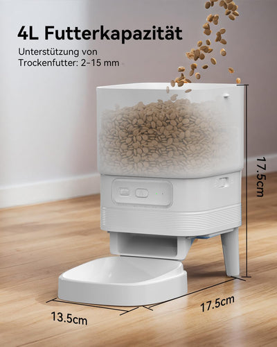 APETDOLA Futterautomat Katze, 2.4G WiFi Katzenfutter mit APP Steuerung, 5L Automatischer Futterspend