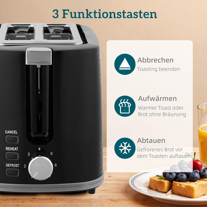 HOMCOM Wasserkocher Toaster Set 1,7L Wasserkocher mit Edelstahl-Innenraum, 2 Scheiben Toaster 2200W