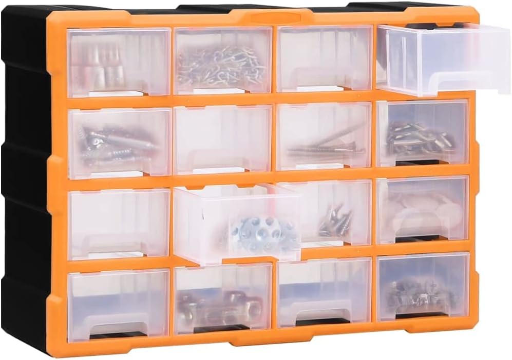 Multi-Schubladen-Organizer 16 Schubladen 52x16x37 cm Orange und Schwarz 16 Schubladen, Orange und Sc