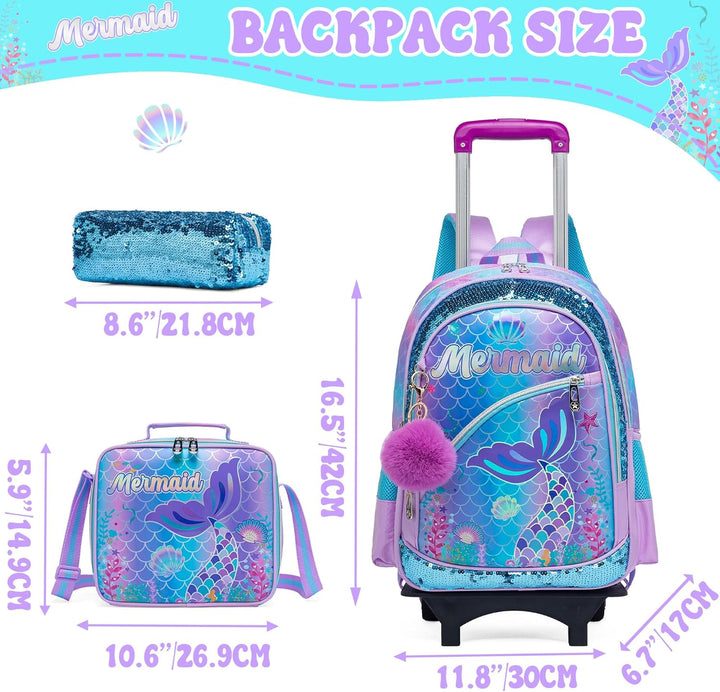 HTgroce Kinder Trolley Rucksack Schultasche Schulranzen Mädchen schultrolleys Schulrucksack Kinderko