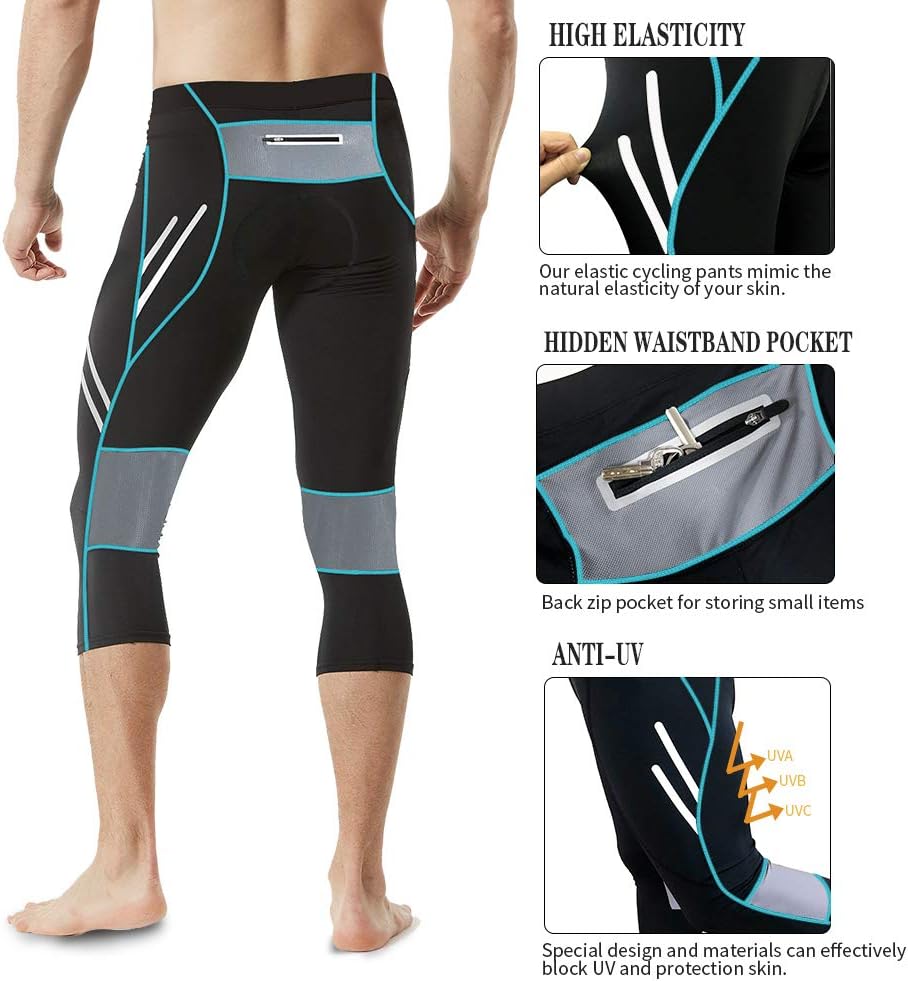 MEETWEE Herren 3/4 Radhose Fahrradhose, Kompression Radlerhose Leggings Radsport Hose für Männer Ela