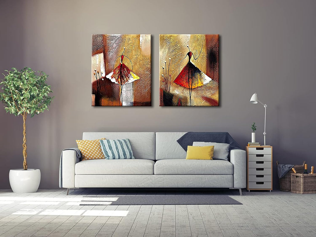 Wieco Art ölgemälde auf Leinwand, 2 Balletttänzerinnen, Kunstwerk, Moderne Deko, 100% handbemalt, Ze