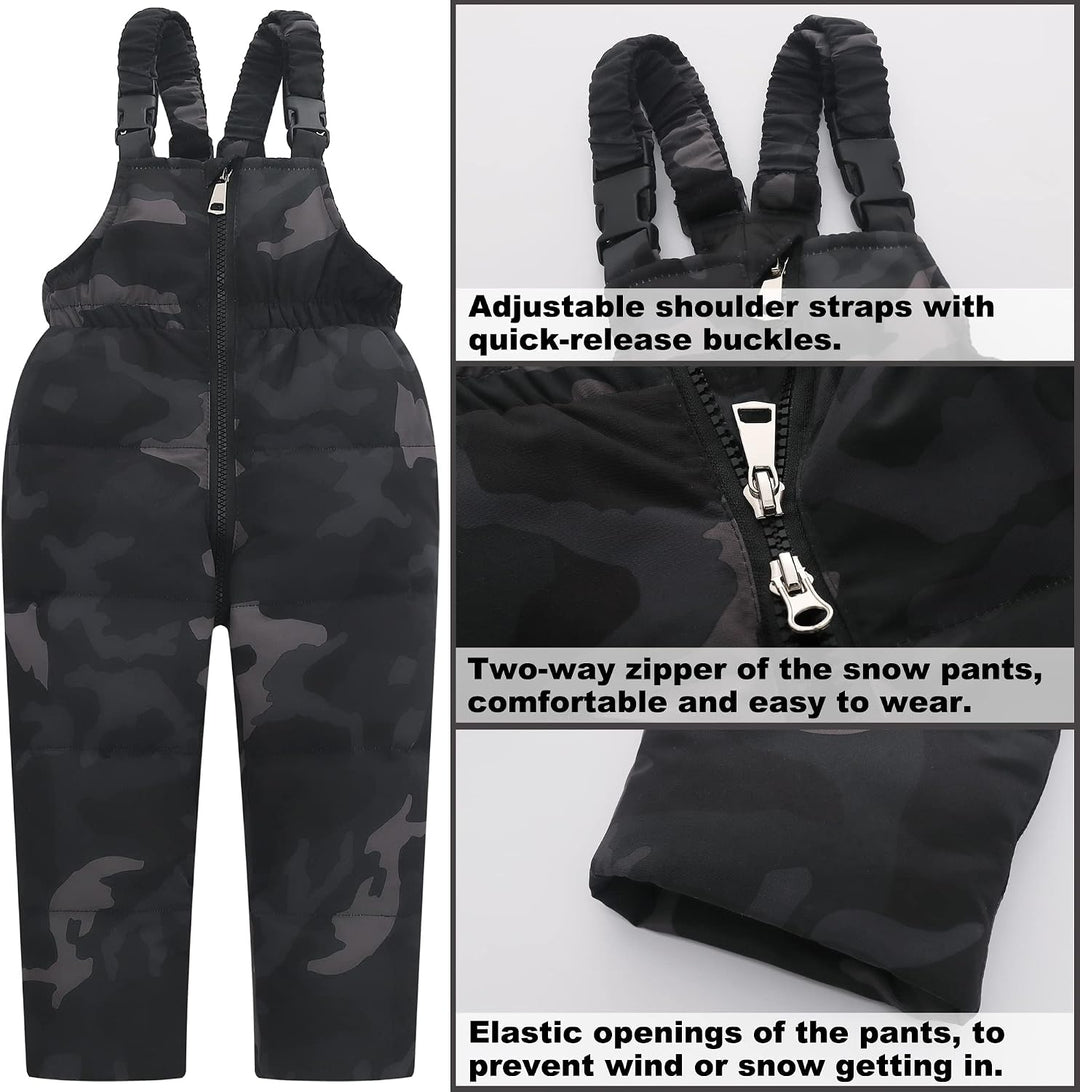 Kinder Skianzüge 2 Stück Schneeanzug - Daunenjacke mit Künstliches Fell Kaputze + Schneelatzhose, Wi