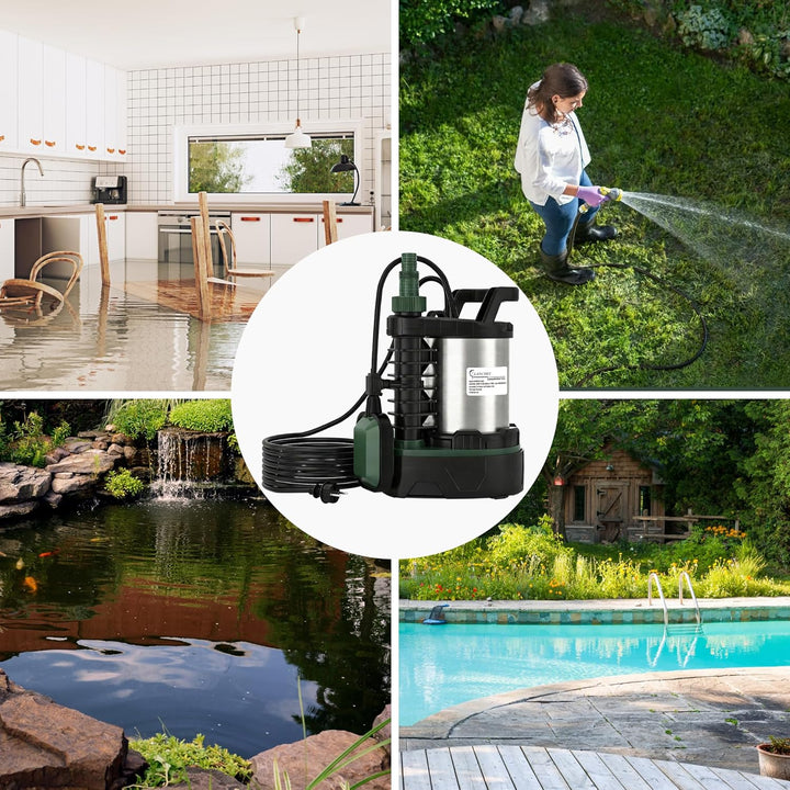LANCHEZ Tauchpumpe 1000W, 20.000 l/h Förderleistung, Einstellbarer Abwasser-/Sauberwasser-Modus, För