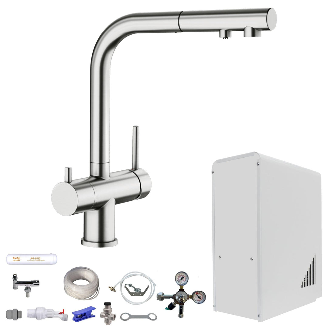 Tafelwasseranlage 10 L/h – BieTal® Wasserspender mit Sprudelwasserfunktion, Festwasseranschluss, Bla