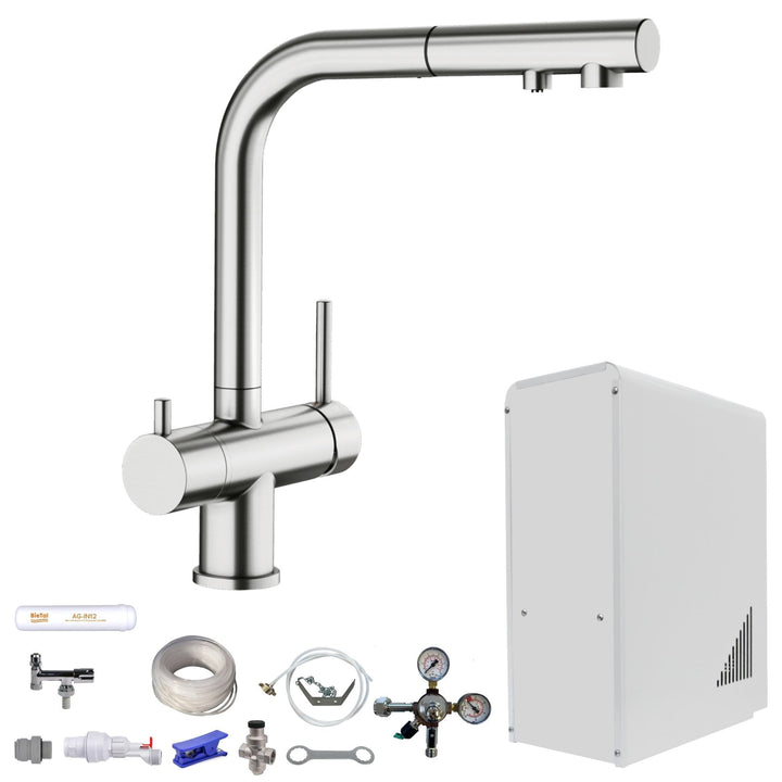 Tafelwasseranlage 10 L/h – BieTal® Wasserspender mit Sprudelwasserfunktion, Festwasseranschluss, Bla