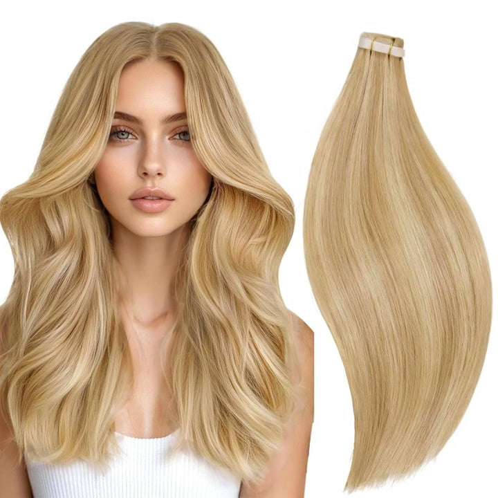 RUNATURE Tape Echthaar Extensions Blond Highlight 35cm Remy Echthaar Tape in Extensions Menschenlich