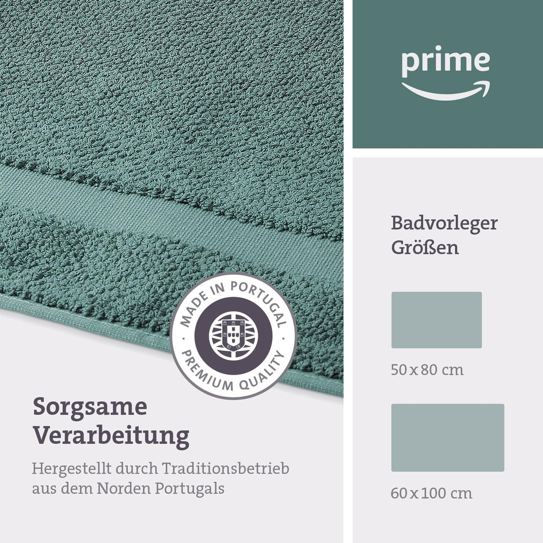 herzbach home Badvorleger 100% Baumwolle | Duschvorleger | 1.000 g/m² | Saugfähig | Waschbar (Ozeang