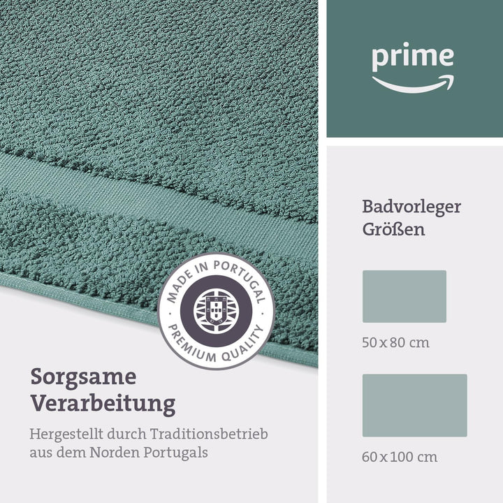 herzbach home Badvorleger 100% Baumwolle | Duschvorleger | 1.000 g/m² | Saugfähig | Waschbar (Ozeang