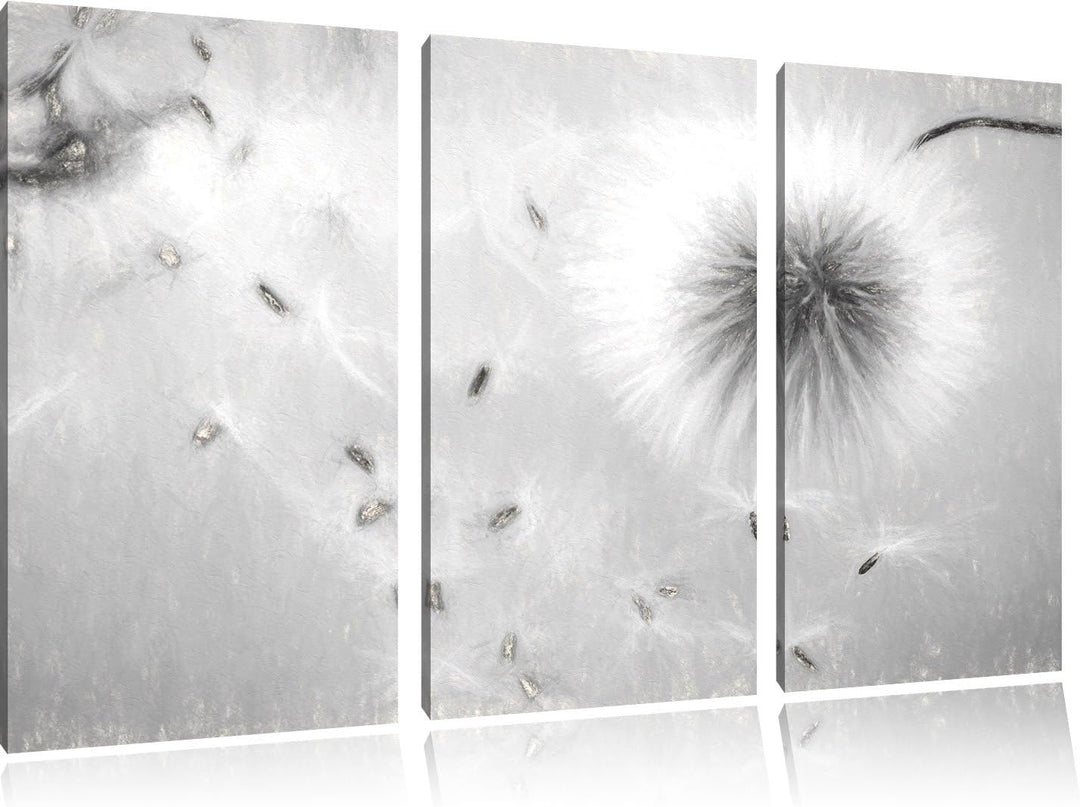 Pixxprint Pusteblumen in Bewegung Kunst als Leinwandbild/Grösse: 3 Teilig (120x80) / Wandbild/Kunstd