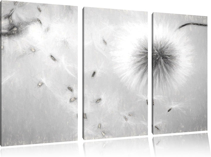 Pixxprint Pusteblumen in Bewegung Kunst als Leinwandbild/Grösse: 3 Teilig (120x80) / Wandbild/Kunstd