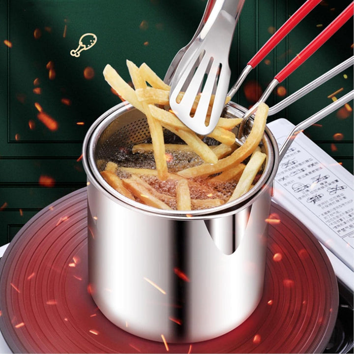 Frittiertopf - Ölsparende kleine Fritteuse im japanischen Stil | Kochtopf zum Braten von Hähnchensch
