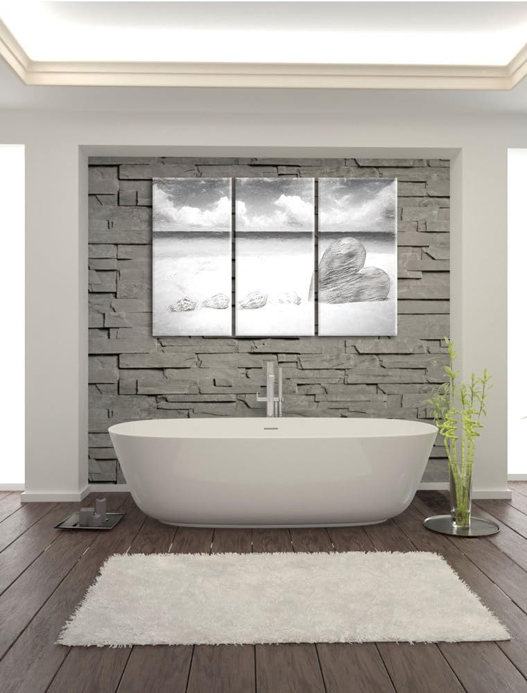 Pixxprint Sandstrand mit Muscheln als Leinwandbild/Grösse: 3 Teilig (120x80) cm/Wandbild/Kunstdruck/