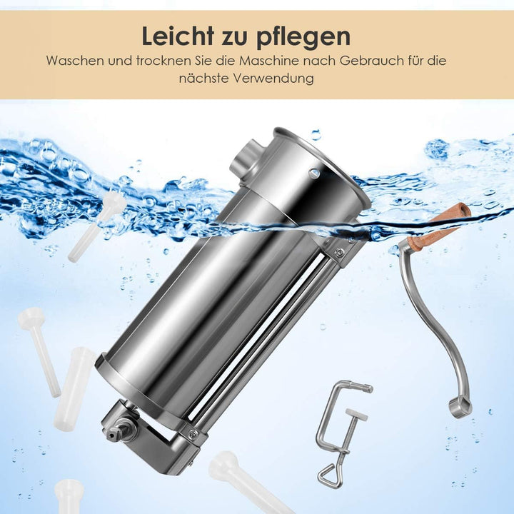 COSTWAY 1,5L / 3L / 3,6L / 6L Wurstfüller manuell, Wurstmaschine aus Edelstahl, Wurstfüllmaschine si
