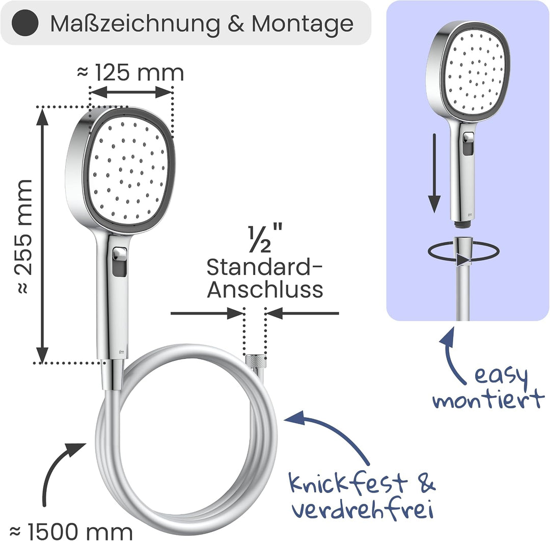 instmaier Cleo | Handbrause | Duschschlauch | iF Design Award |Chrom/Weiss Chrom / Weiss, Chrom / We