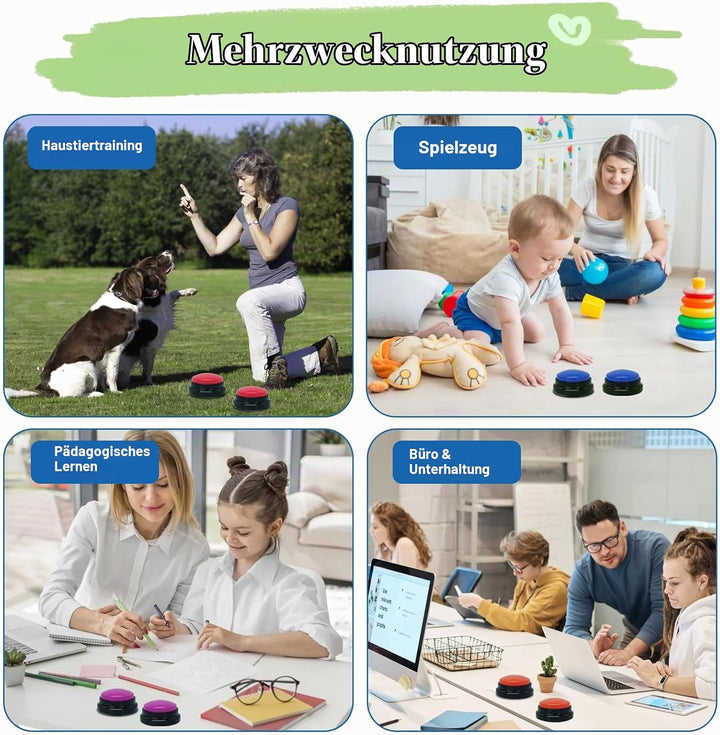 Gelabur Set von 8 Hunde-Tasten für die Kommunikation, Sprachaufzeichnbare Taste, Hunde Training spre