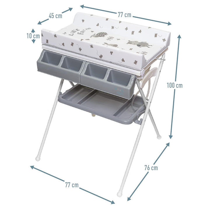 ib style® KOA 2-in-1 Wickeltisch mit Badewanne | mobile Wickelkombination | Klappbar | Grosse Wickel