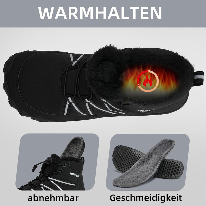 Mabove Barfussschuhe Winterstiefel Herren Damen Traillaufschuhe Warm Gefüttert Winterschuhe Schneest
