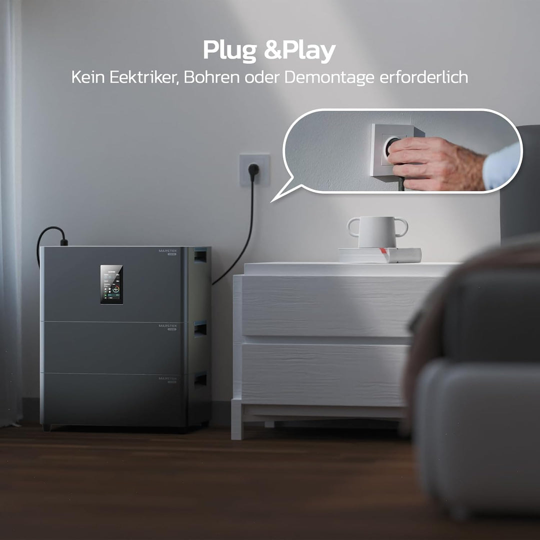 MARSTEK All-in-One Balkonkraftwerk mit Speicher,4 MPPT 2400W Solareingang, 6000 Ladezyklen, LFP Akku