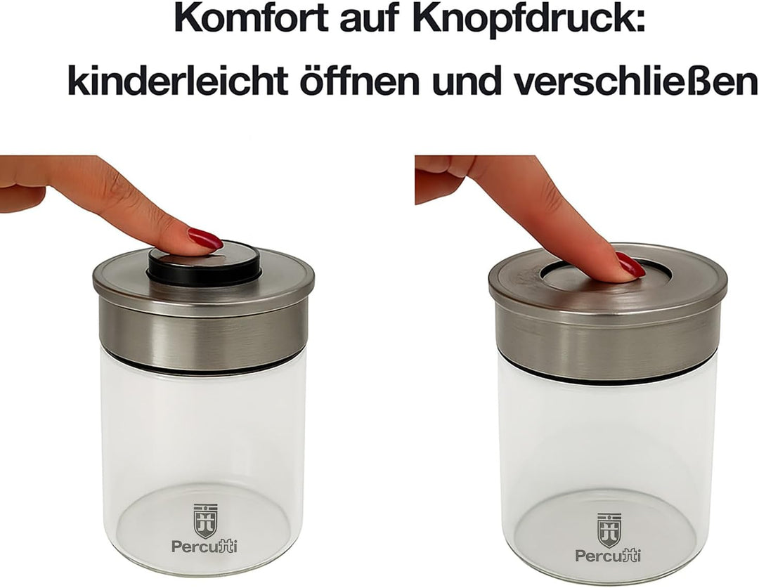 BURI Vorratsglas Vakuumglas 6er Set 450ml | Vorratsdosen Glas mit Edelstahl Deckel & Vakuum Klick-Me