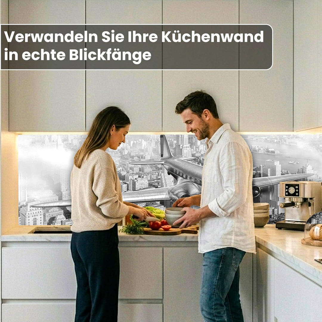 DIMEX Küchenrückwand Folie selbstklebend Flugzeug | Klebefolie - Dekofolie - Spritzschutz für Küche